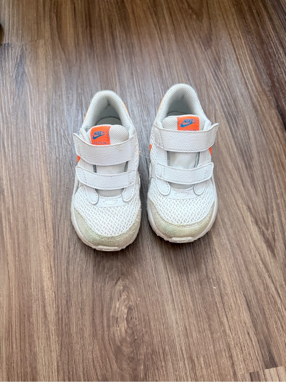 Nike Airmax Kids White Sneakers with Orange Logo - toddler size 8C